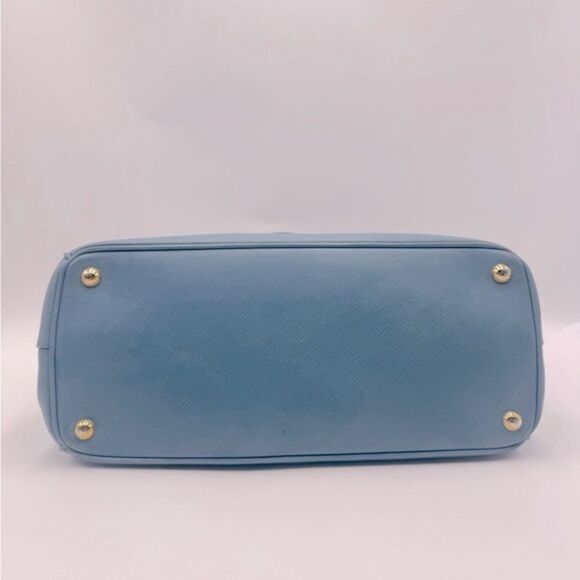 Auth Prada Double Zip Light Blue Saffiano Leather Lux Galleria Tote Bag Preloved - Picture 8 of 16